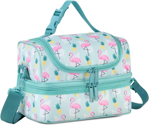 Miniatura 11 de VASCHY - Lonchera para niños, bolsas de almuerzo aisladas de dos compartimentos para niños y niñas con correa para el hombro para la escuela