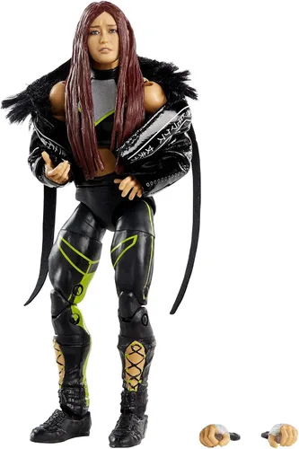 WWE Lo Shira Elite Series #79 Figura de acción de lujo con detalles faciales realistas, equipo de anillo icónico y accesorios