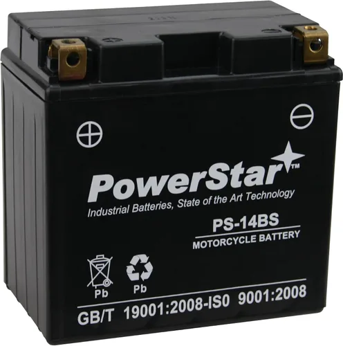 PowerStar YTX14-BS, YTX14, KMX14-BS, FTX14-BS Batería de repuesto 200cca Alto rendimiento WP14-BS sellado AGM para Powersports