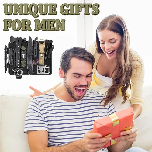 Miniatura 7 de Regalos para hombres, Navidad, papá, marido, novio, él, kits de supervivencia, equipo de supervivencia 14 en 1, artículos esenciales para camping