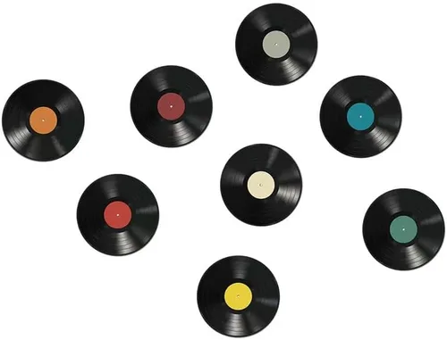 8 calcomanías de vinilo coloridas de 9 pulgadas para decoración de pared, pósteres de cubierta de álbum, calcomanías de disco vintage, estética