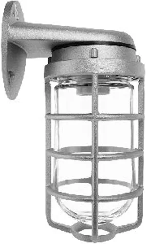 RAB Lighting VBR100DG - Accesorios incandescentes de vidrio a prueba de vapor con soporte de montaje en pared, tipo A19, aluminio, 150 W de