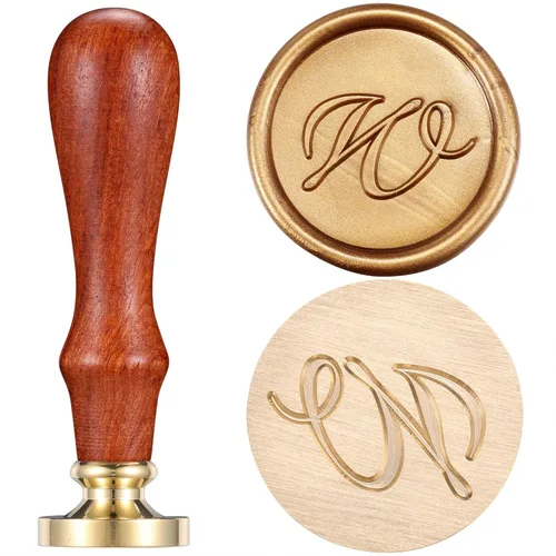 Miniatura 21 de Yoption - Sello de cera con diseño de letra del alfabeto y cabeza de latón retro, sello clásico