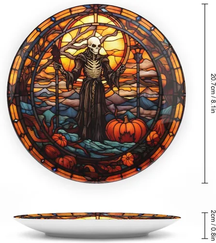 Miniatura 2 de Platos decorativos, diseño de fantasmas de Halloween, vitrales, placa de exhibición para el hogar, oficina, cocina, decoración de mesa, platos