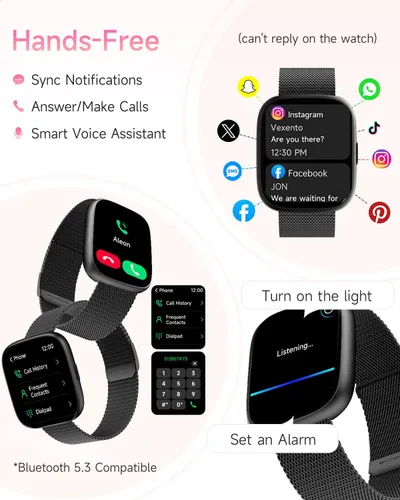 Miniatura 2 de TOOBUR Reloj inteligente para mujeres y hombres, Alexa integrado, responder/hacer llamadas, reloj de seguimiento de actividad física de 1.83