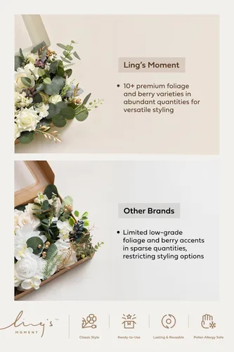 Miniatura 9 de Ling's moment Caja de Flores Falsas, Tallos de Vegetación Artificial Falsa Rosas de Espuma Dalias de Seda Hojas de Rosa Flor de Tela para Centros