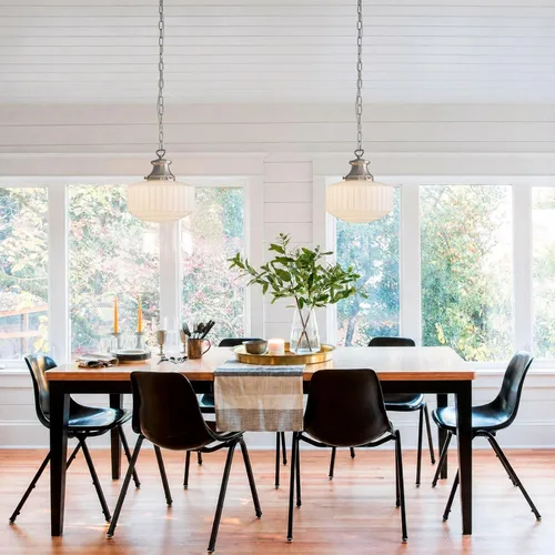 Miniatura 3 de Vintage Milk Glass Pendant Light Fixtures, 10.63" Milk Glass Chandelier, Brushed Nickel Pendant Lights Kitchen Island, Milk Glass Pendant Light for
