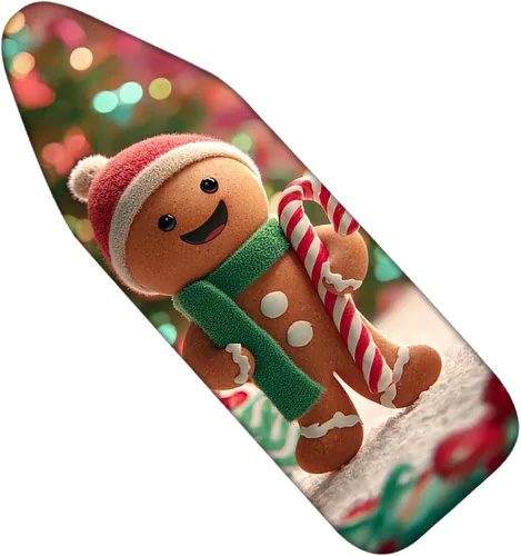 Miniatura 8 de Nuxovilar Funda para tabla de planchar de poliéster de 15 x 54 pulgadas, diseño de hombre de jengibre navideño y golosinas de 15 x 54 pulgadas
