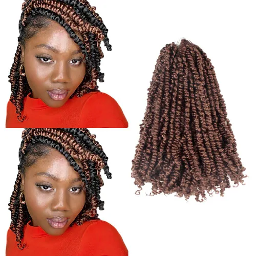Miniatura 99 de BOHOBABE Cabello de Ganchillo Pre-retorcido Passion Twist de 14 Pulgadas Cabello Corto Ombré Gris Pre-enrollado de Ganchillo Passion Twist para Gris