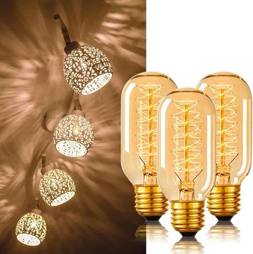 Miniatura 7 de Bombillas Edison incandescentes T45 retro de 40 W, 6 paquetes, 110-130 V, base E26 regulable, bombilla Edison 6 paquetes, 2200 K ámbar amarillo