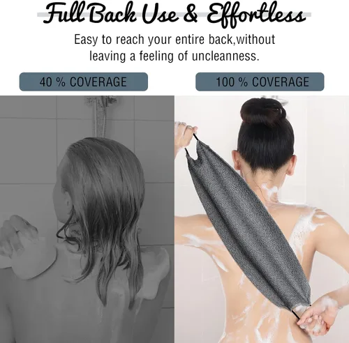 Miniatura 6 de Exfoliante de espalda para ducha, paño para la espalda, toalla de longitud extendida, de nailon, con correa elástica, paño de lavado para baño