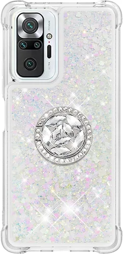 Miniatura 2 de CCSmall Funda para Xiaomi Redmi Note 10 Pro/Pro Max Glitter Liquid Quicksand, cubierta transparente brillante para teléfono con soporte de anillo
