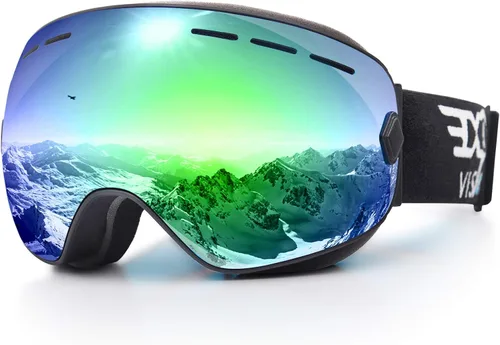 Miniatura 15 de EXP VISION Gafas de esquí de snowboard para hombres, mujeres y jóvenes, antiempañamiento OTG, gafas de nieve de invierno, lentes desmontables Rosa