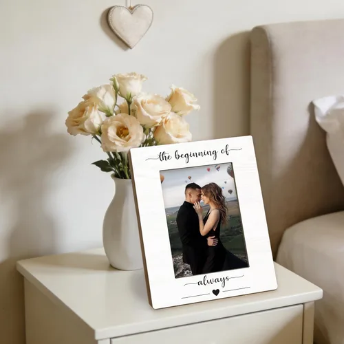 Miniatura 5 de Marco de Fotos de Compromiso 5x7, Marco de Fotos de Boda, Regalos de Compromiso para Parejas Recién Comprometidas, El Comienzo de Siempre Marcos