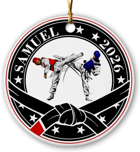 Miniatura 11 de Adorno de Navidad de bádminton 2024, adorno personalizado de jugador de bádminton con nombre y año, regalo personalizado de recuerdo de cerámica