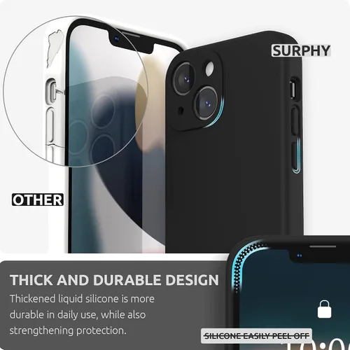 Miniatura 3 de SURPHY Funda compatible con iPhone 13 Mini con protector de pantalla, (protección de cámara y forro de microfibra suave), funda de silicona líquida