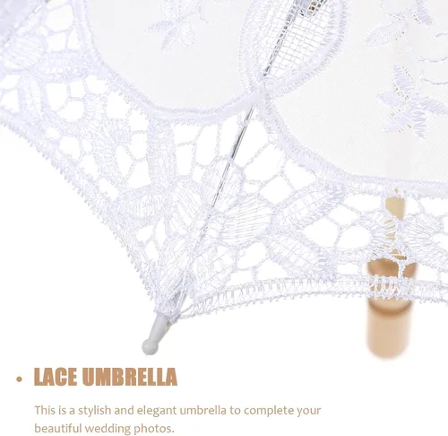 Miniatura 6 de Toddmomy Sombrilla de encaje, paraguas decorativo de boda, sombrilla de encaje para novia, adorno para decoración de fotos, disfraz de dama (blanco)