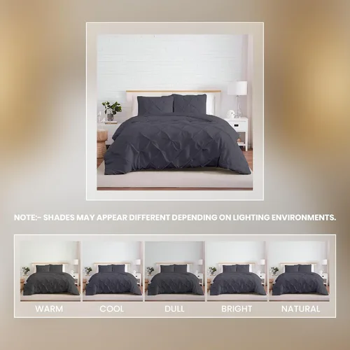 Miniatura 35 de Kotton Culture 1 Pc Twin/Twin XL Size Pinch Pleated - Pintuck Duvet Cover Only - 100% Egyptian Cotton Sateen -1000 TC Luxury Comforter Cover-Zipper