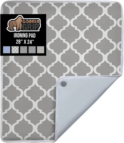 Miniatura 30 de GORILLA GRIP The Original - Funda y almohadilla para tabla de planchar, revestimiento de silicona, acolchado grueso resistente a la quemadura, Gris