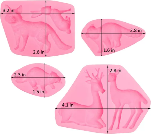 Miniatura 2 de Molde de silicona para fondant de conejo de zorro, molde de chocolate de ciervos sika, alce de bosque, castor de mapache, moldes para hornear