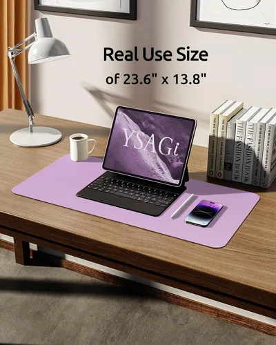 Miniatura 377 de YSAGi Protector de escritorio de cuero, tapete de oficina, alfombrilla grande para ratón, secante de cuero PU antideslizante, almohadilla