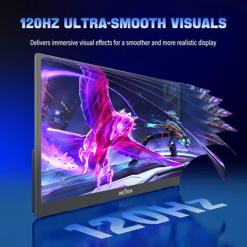 Miniatura 3 de InnoView Monitor portátil 2K para laptop de 18.5 pulgadas, 2560 x 1440p, QHD 120Hz, 100% sRGB, USB-C, HDMI, estándar, HDMI, segunda pantalla