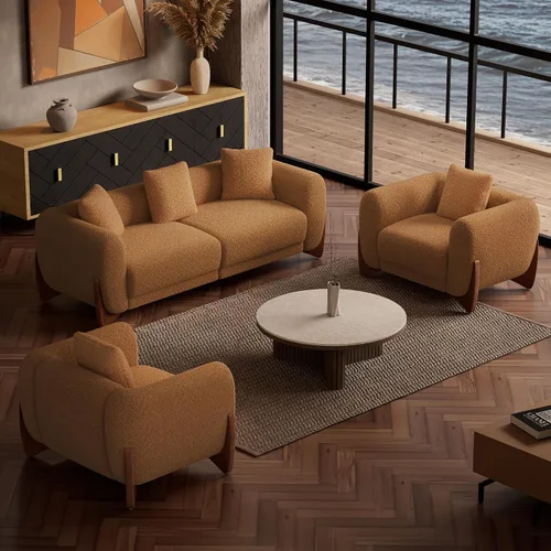 Miniatura 17 de Morden Fort Juego de Sofá Boucle de 2 Piezas, Conjunto de Sofás Tapizados Modernos Duraderos Cómodos Boucle Aptos para Mascotas, Silla sin Brazos