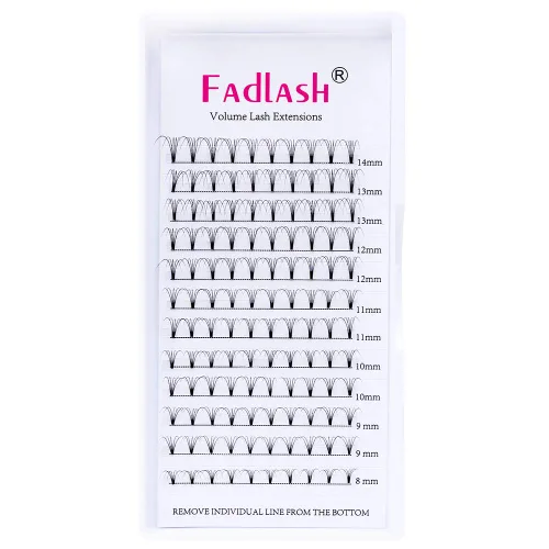 Miniatura 37 de FADLASH Extensiones de pestañas postizas en abanico con base puntiaguda 10D, extensiones de pestañas postizas de tallo medio, extensiones