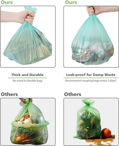Miniatura 5 de Bolsas de basura biodegradables de 8 galones, bolsas de basura AYOTEE de 8 galones, bolsa de basura mediana compostable, bolsa a prueba de fugas sin