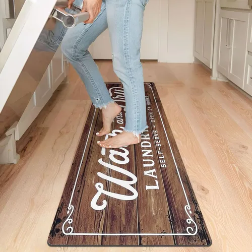 Miniatura 2 de KOZYFLY Alfombra Antideslizante para Lavandería de 20"x60", Alfombras de Cocina Lavables, Alfombra de Lavandería Impermeable, Alfombra para Marrón