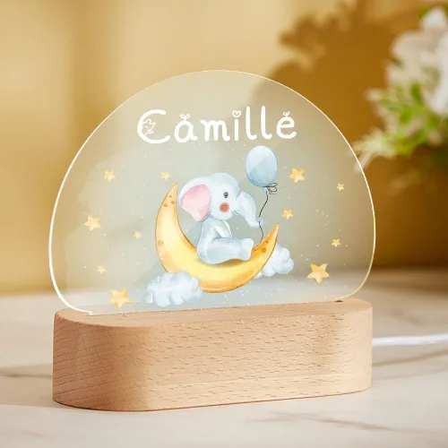 Miniatura 14 de VEELU Regalos personalizados para niños, luz nocturna con nombre personalizado con lindos animales, lámpara LED acrílica para bebé, regalo