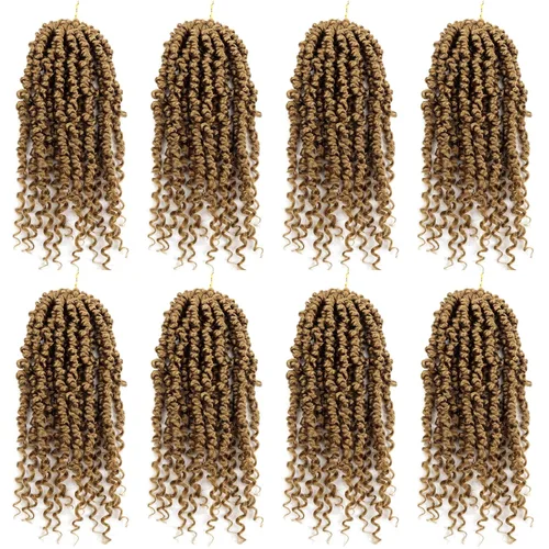 Miniatura 37 de Bileaf Cabello de Ganchillo Passion Twist Pre-retorcido de 10 Pulgadas, 8 Paquetes de Ganchillo Passion Twist, Cabello Corto Passion Twist