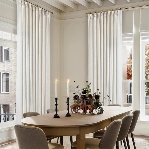 Miniatura 78 de Cortinas de lino natural con pliegues fruncidos de 120 pulgadas de largo para sala de estar, cortinas plisadas con ganchos y lengüeta trasera