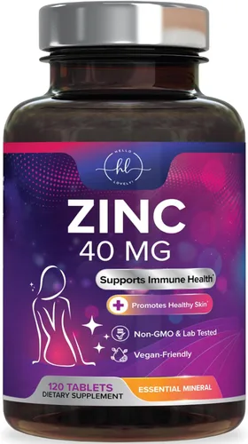Suplementos de zinc de 40 mg – Apoyo inmunológico de alta potencia y suplemento antioxidante – El mejor suplemento de zinc para la salud de la piel