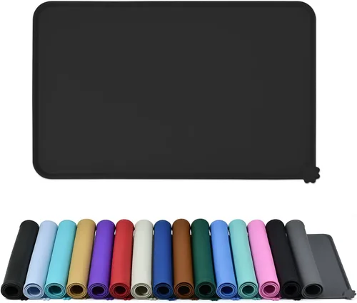Miniatura 16 de Reopet Tapete de silicona para cuenco de perro y gato, antiadherente, para alimentos, impermeable, varios colores, tamaños y propósitos Gris
