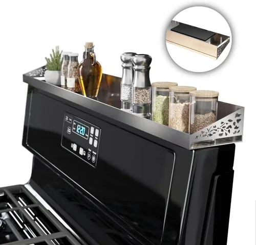 Miniatura 9 de STUTOV Estante superior magnético para estufa de 30 pulgadas, estante de especias negro y organizador de condimentos, estante de cocina magnético