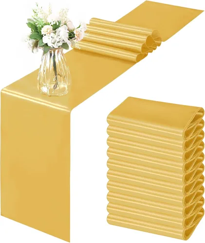 Miniatura 48 de Horbaunal - Juego de 12 caminos de mesa de satén azul claro de 12 x 108 pulgadas, caminos de mesa suaves para bodas, banquetes, fiestas de cumpleaños