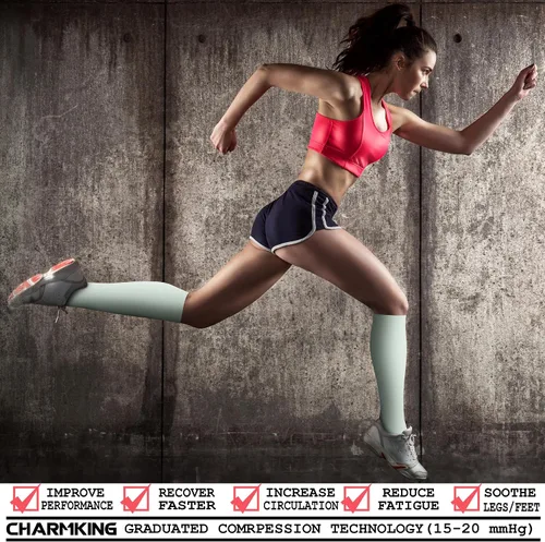 Miniatura 116 de CHARMKING - Calcetines de compresión para mujeres y hombres (3 pares), 15-20 mm Hg, el mejor apoyo para atletismo, running o ciclismo, mejora