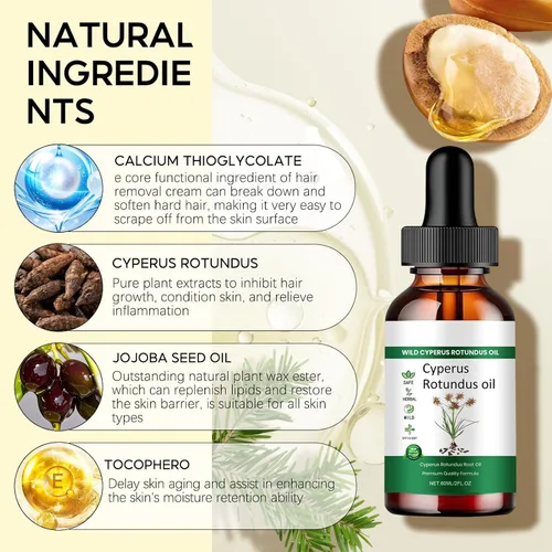 Miniatura 3 de 2 unidades de aceite natural Cyperus Rotundus orgánico para depilación, reduce el crecimiento del vello corporal, apoya la humedad de la piel