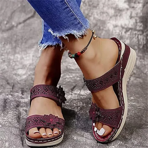 Miniatura 148 de Ladmiple Sandalias ortopédicas florales de moda 2023 con soporte de arco, zapatillas romanas casuales con puntera abierta