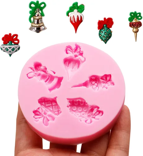 Miniatura 8 de Moldes de Navidad para fondant, 3 paquetes de moldes pequeños de silicona para decoración de pasteles, adornos de cupcakes, pasta de goma