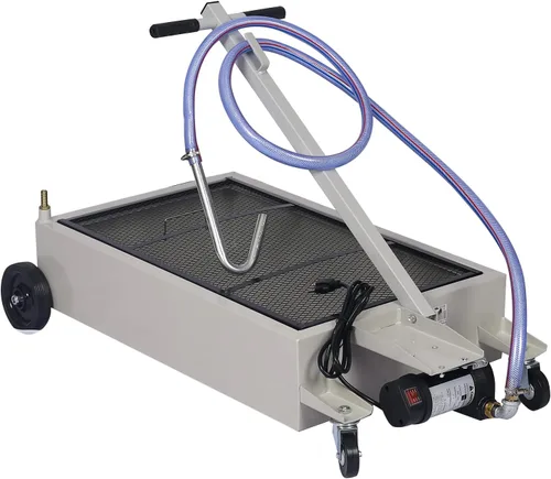Henf Bandeja de drenaje de aceite con bomba eléctrica, escurridor de aceite portátil de perfil bajo para camión, bandejas de aceite con mango en T y