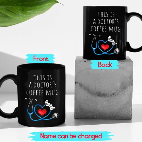 Miniatura 2 de Taza de café negra personalizada, regalo para agradecimiento al médico, divertida taza de café con texto en inglés "This Is A Doctor's Doctor's 11