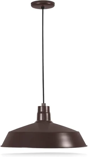 Lámpara colgante de bronce arquitectónico de 17 pulgadas con cable ajustable de 10 pies, lámpara colgante vintage montada en techo para uso en
