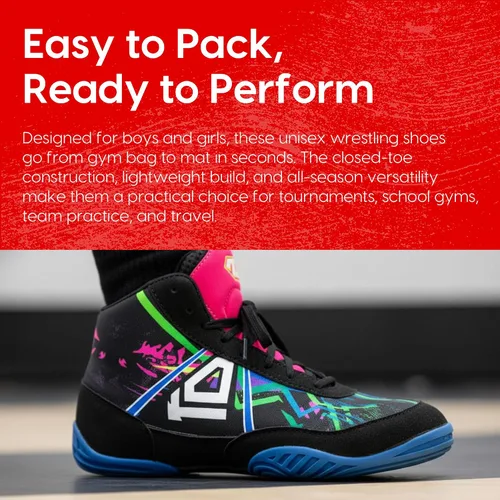 Miniatura 6 de KO Sports Gear Zapatos de lucha para jóvenes y niños, ideales para luchadores jóvenes