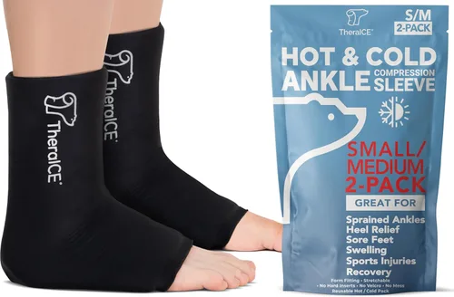 TheraICE Envoltorio de Bolsa de Hielo para Tobillo para Hinchazón y Tobillera para Esguince para Mujeres y Hombres, Calcetines de Compresión de