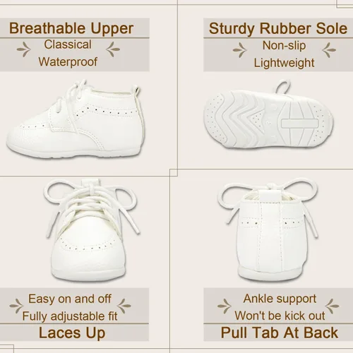 Miniatura 5 de Sawimlgy Zapatos Oxford de cuero suave de primera calidad para bebés y niñas, zapatos de boda con suela de goma resistente, impermeables