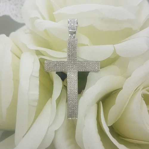 Miniatura 3 de Dazzlingrock Collection Colgante redondo de cruz religiosa hip hop de 073 quilates con cadena de 18 pulgadas 34 quilates disponible en metal de oro