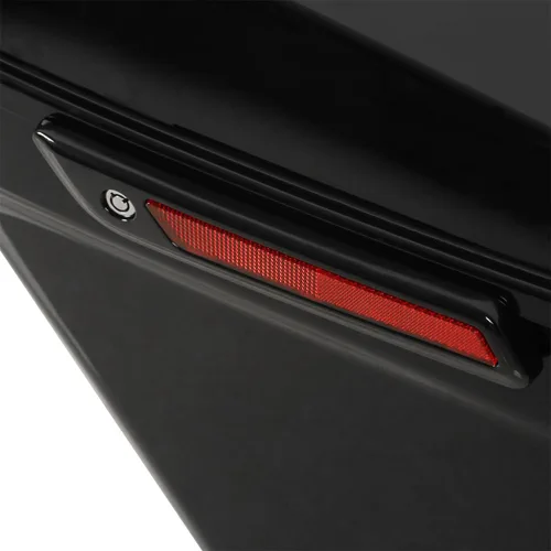 Miniatura 8 de TCT-MOTORPARTS - Alforja extensa de 5 pulgadas con pestillos negros, color negro brillante Negro vívido con pestillos negros