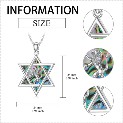 Miniatura 17 de YFN Collar de estrella de David de plata de ley, concha de abulón, árbol de la vida, joyería judía, regalos para mujeres y hombres
